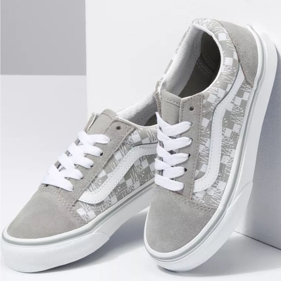 Vans Other - Vans Authentic Checkerboard Old Skool Grey/White All Over Print Shoes - Kids 1.0